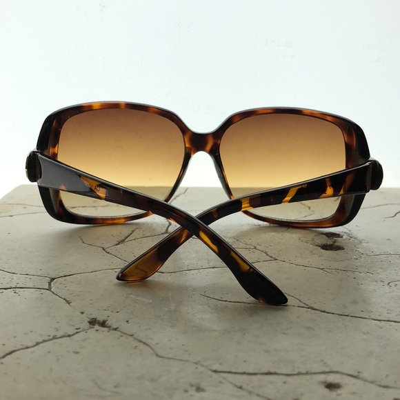 Oleg Cassini Big Round Tortoise Shell Frame Small Arm Unique Emblem Yellow Tint - Picture 2 of 7